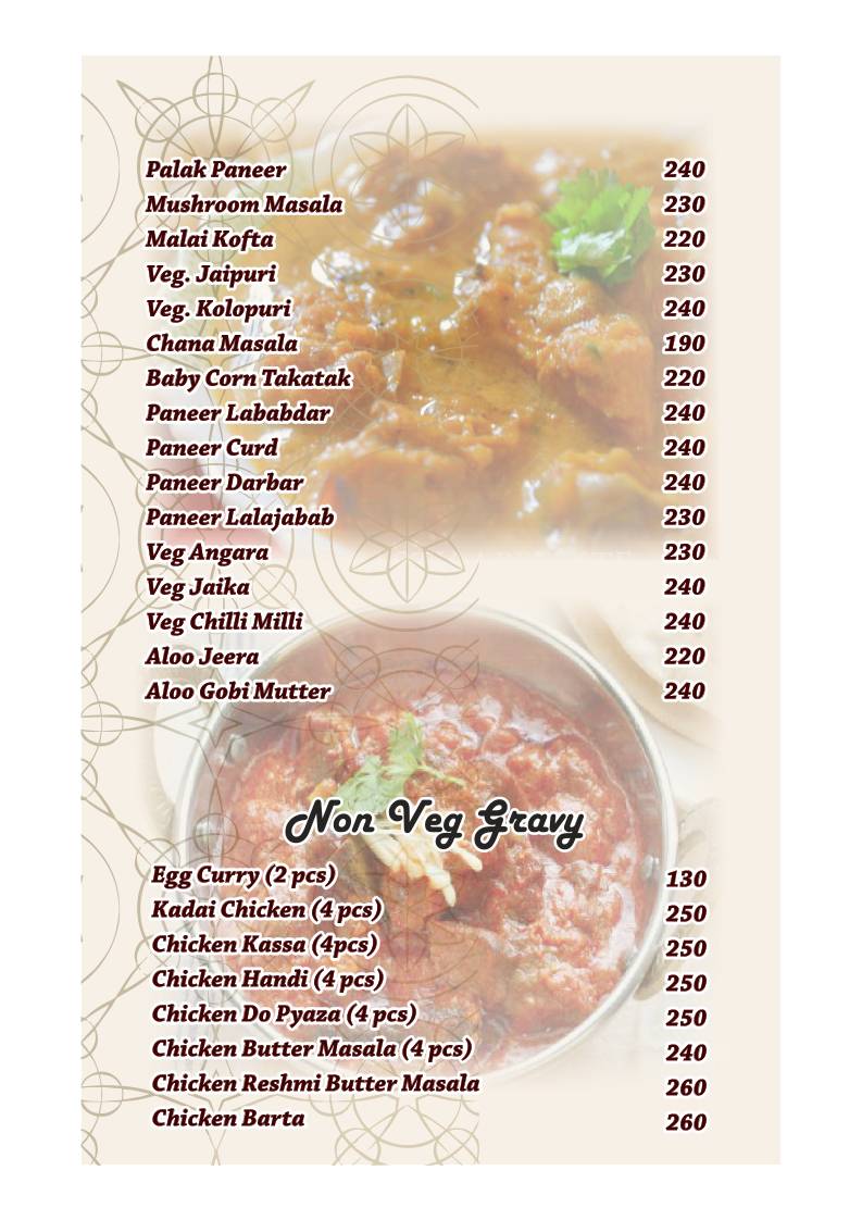 Trio- The Family Restaurant menu