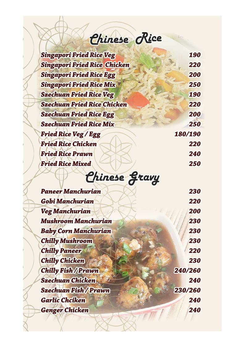 Trio- The Family Restaurant menu