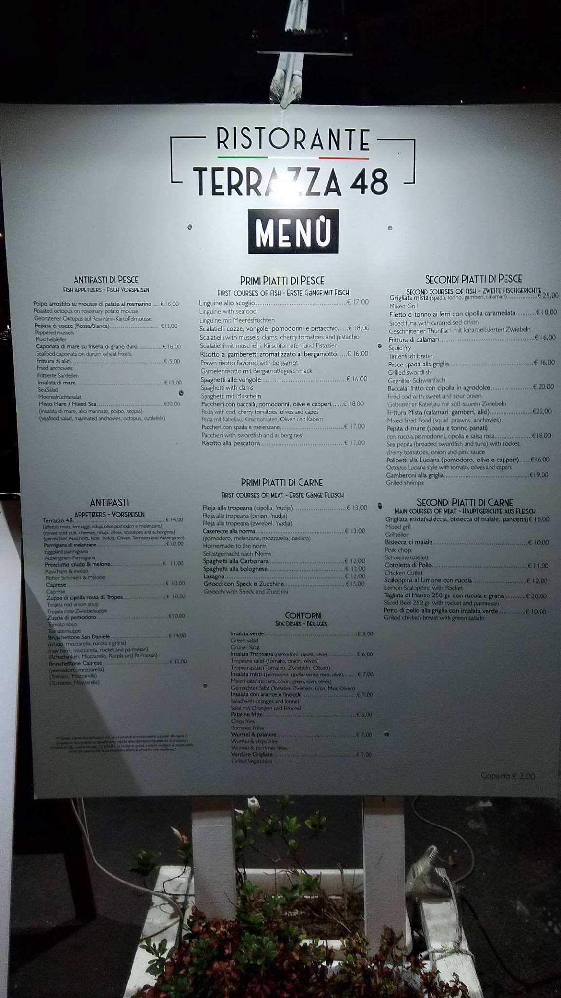 Menu di Terrazza48 