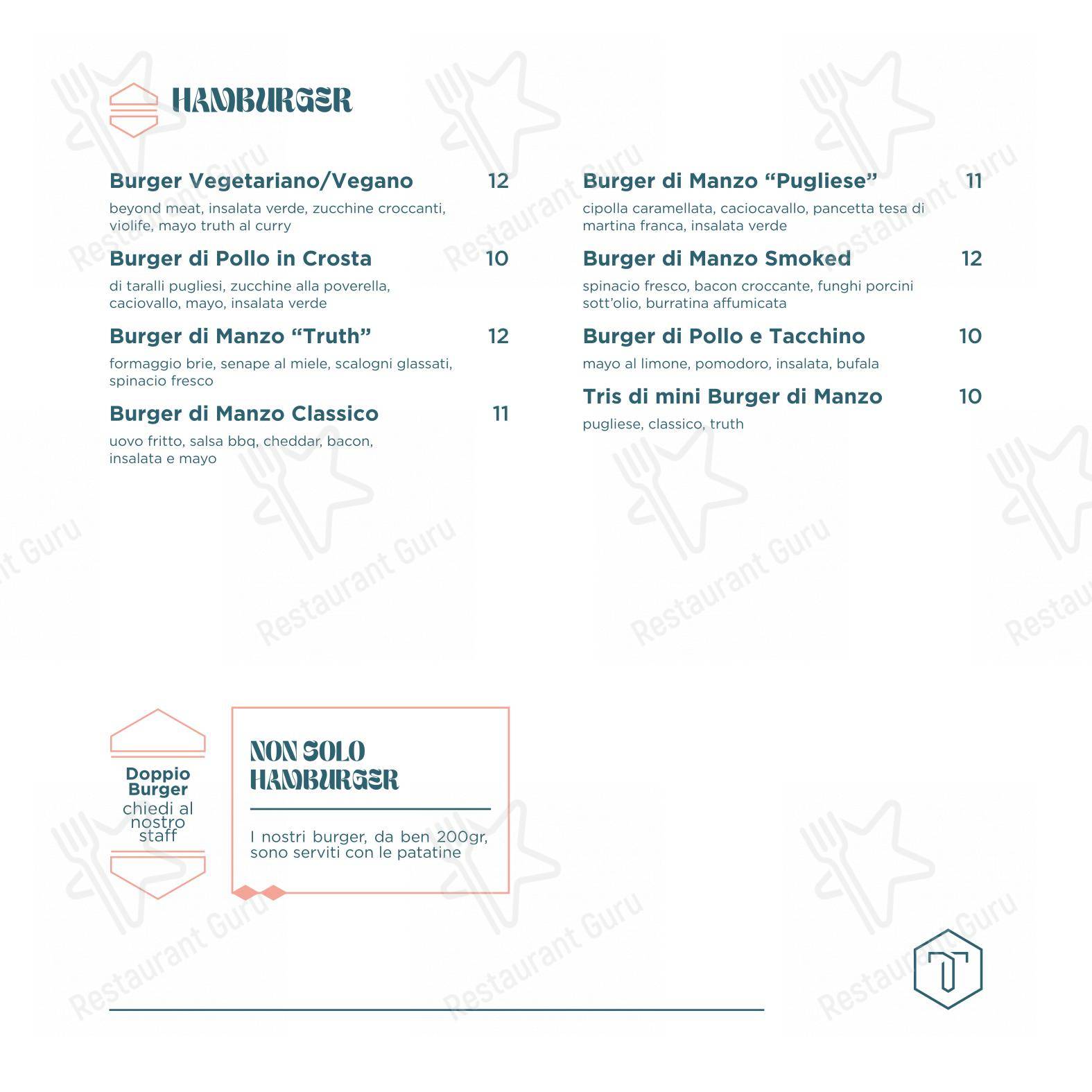 Menu per Truth - Mixology & Kitchen pub & bar