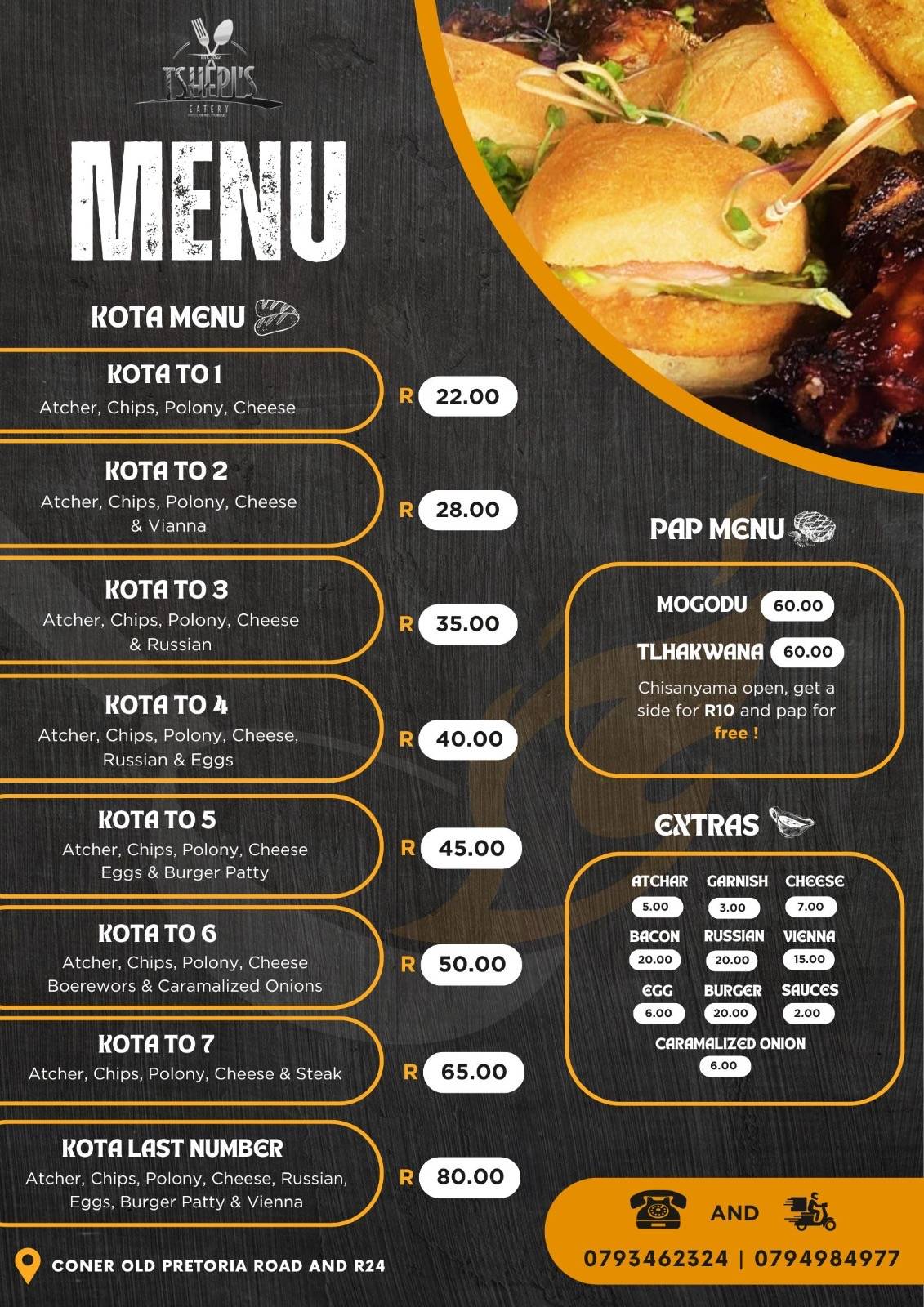 Menu de Tshepi's eatery