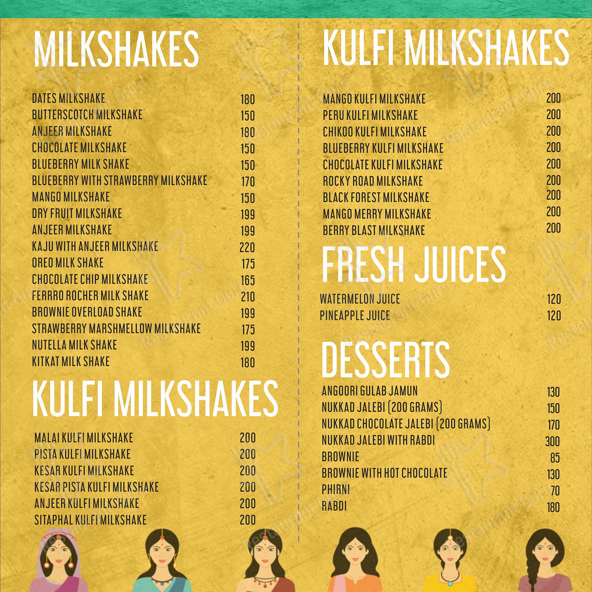 Tummy Delights menu