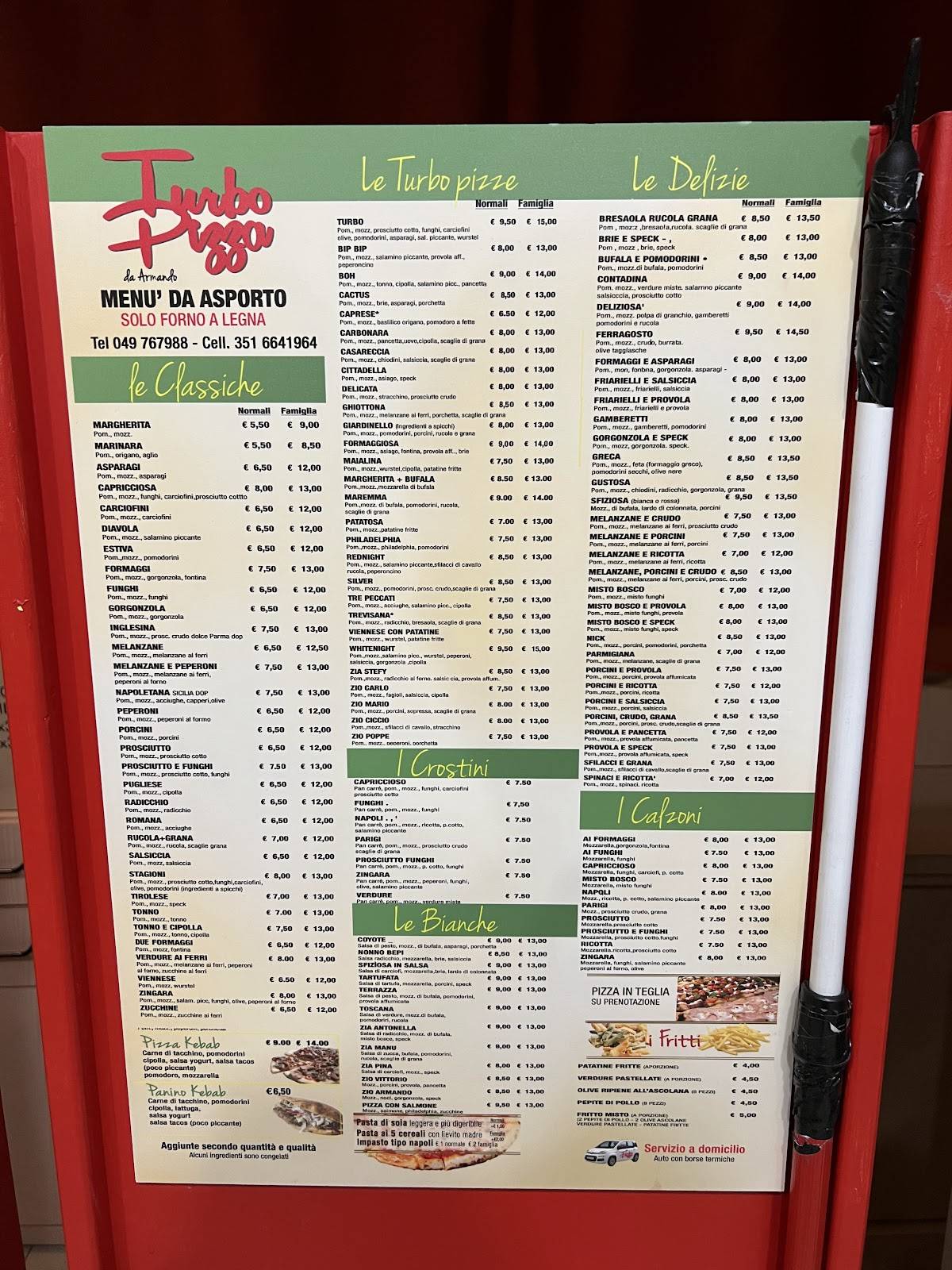 Menu di Turbopizza 