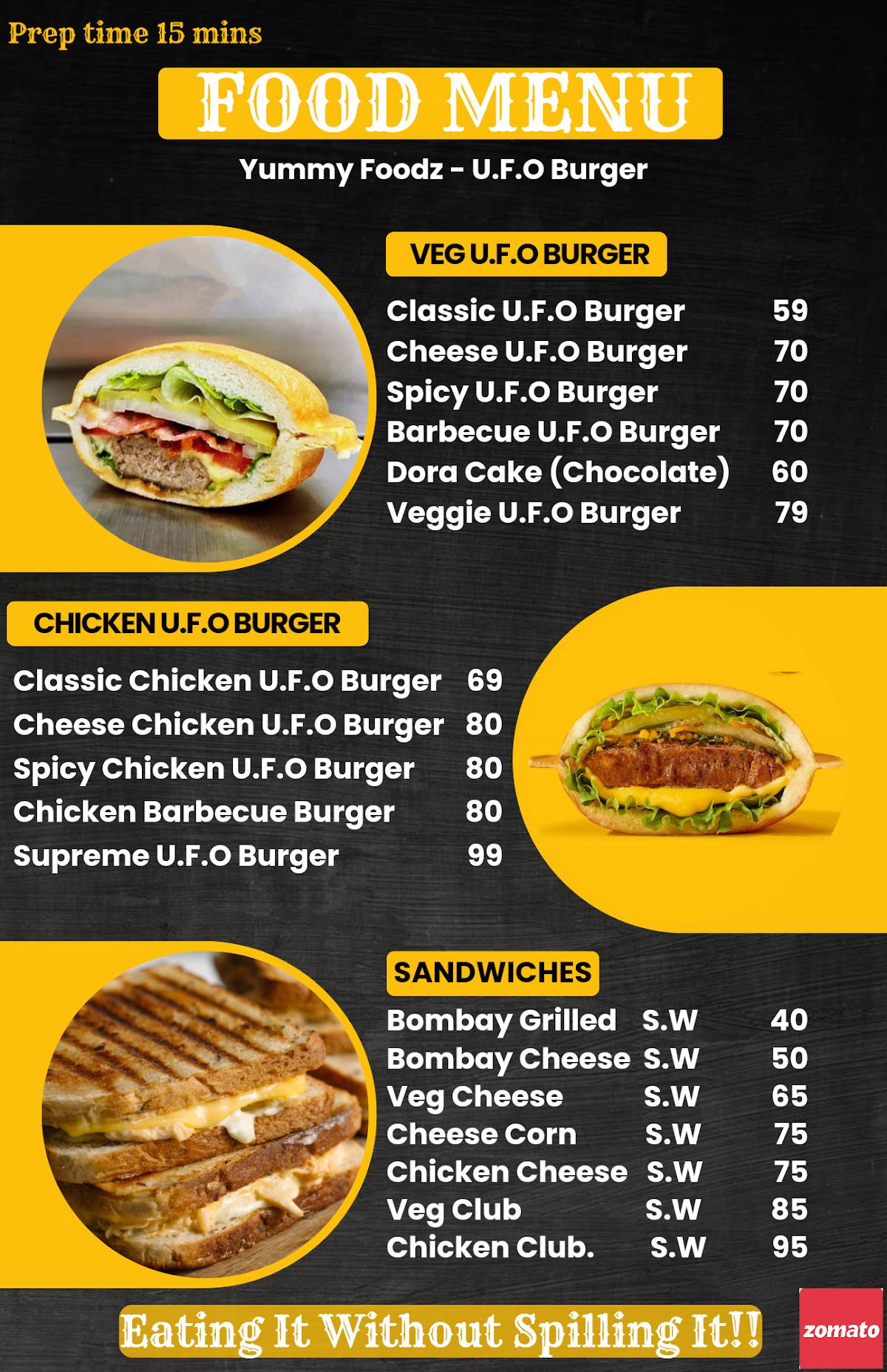 U.F.O Burger INDIA menu