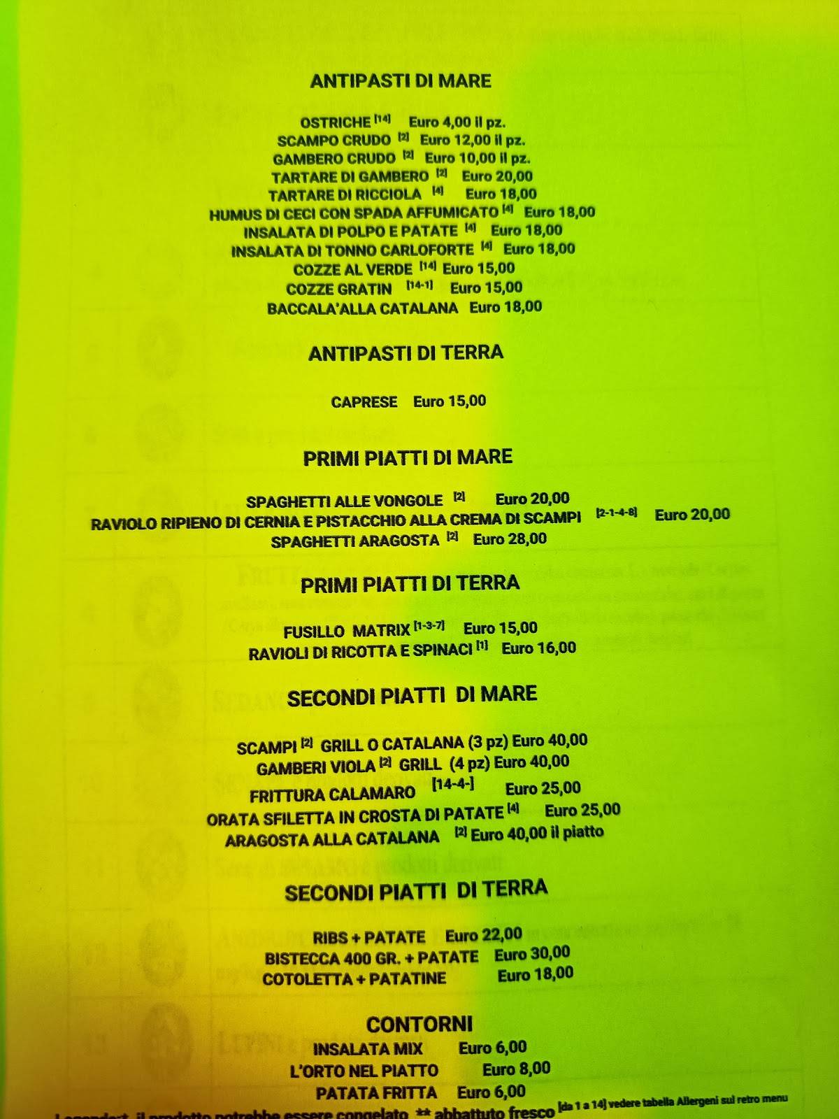 Menu di U' Palacca Restaurant 