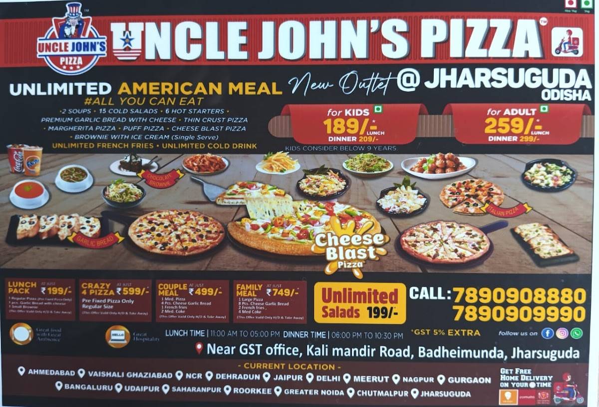 UNCLE JOHNS PIZZA menu