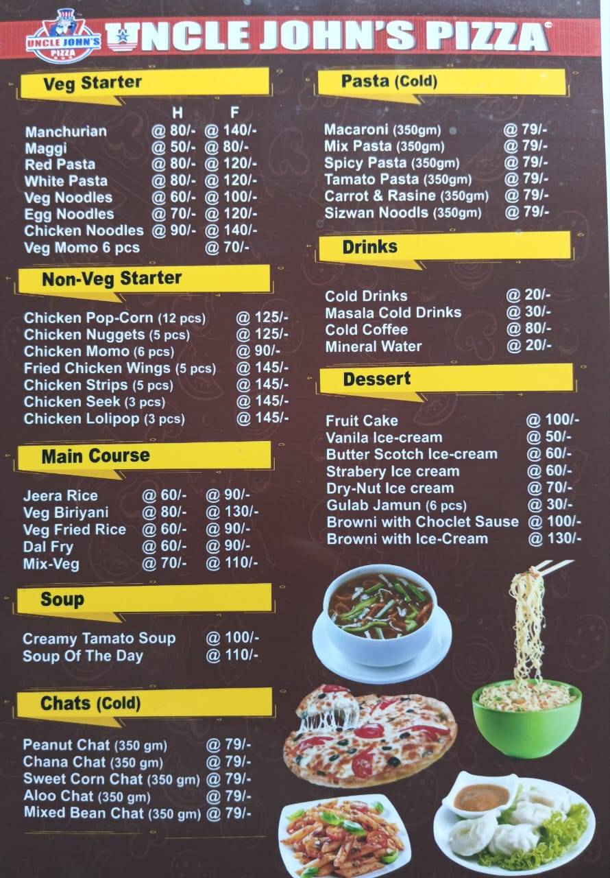 UNCLE JOHNS PIZZA menu