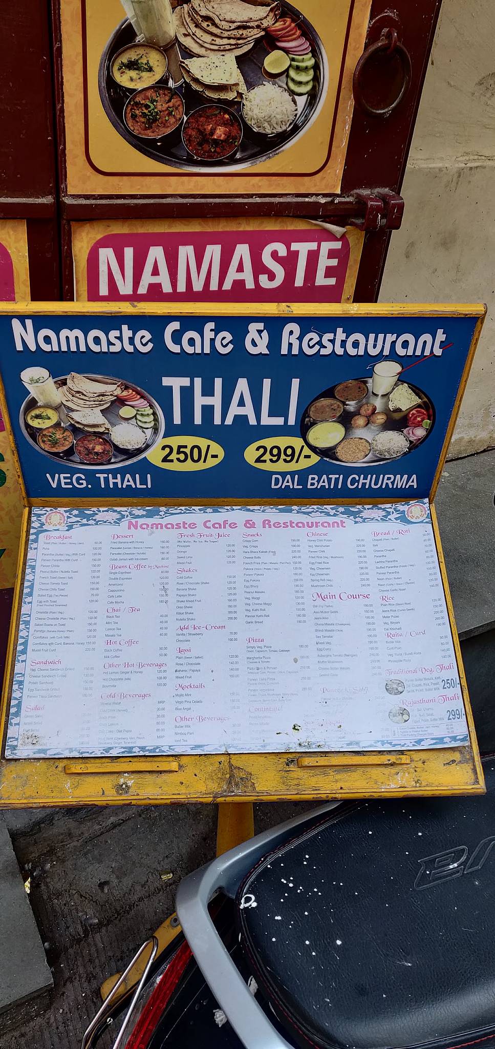 Namaste Cafe & Restaurant - Best Indian Food Restaurant in Udaipur menu
