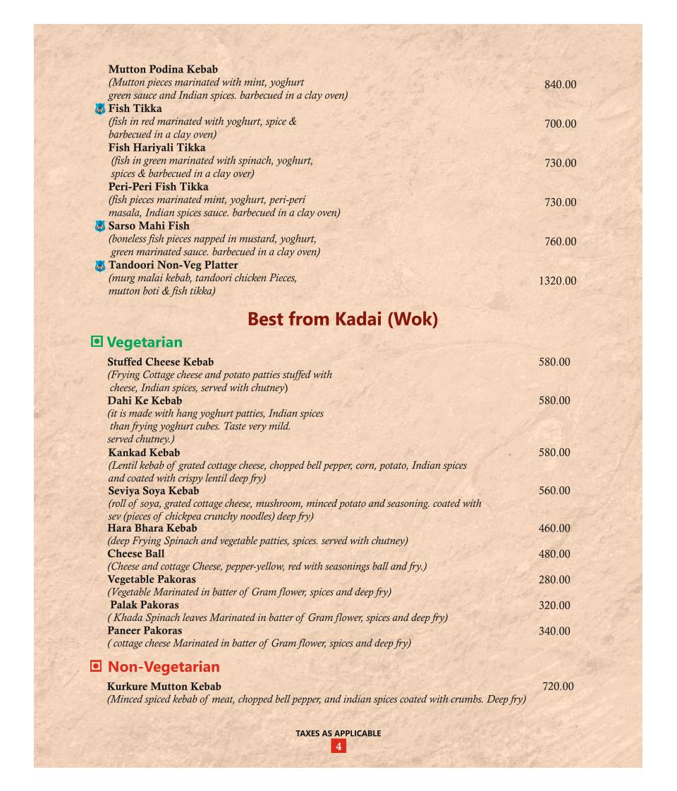 Restaurant Harigarh menu