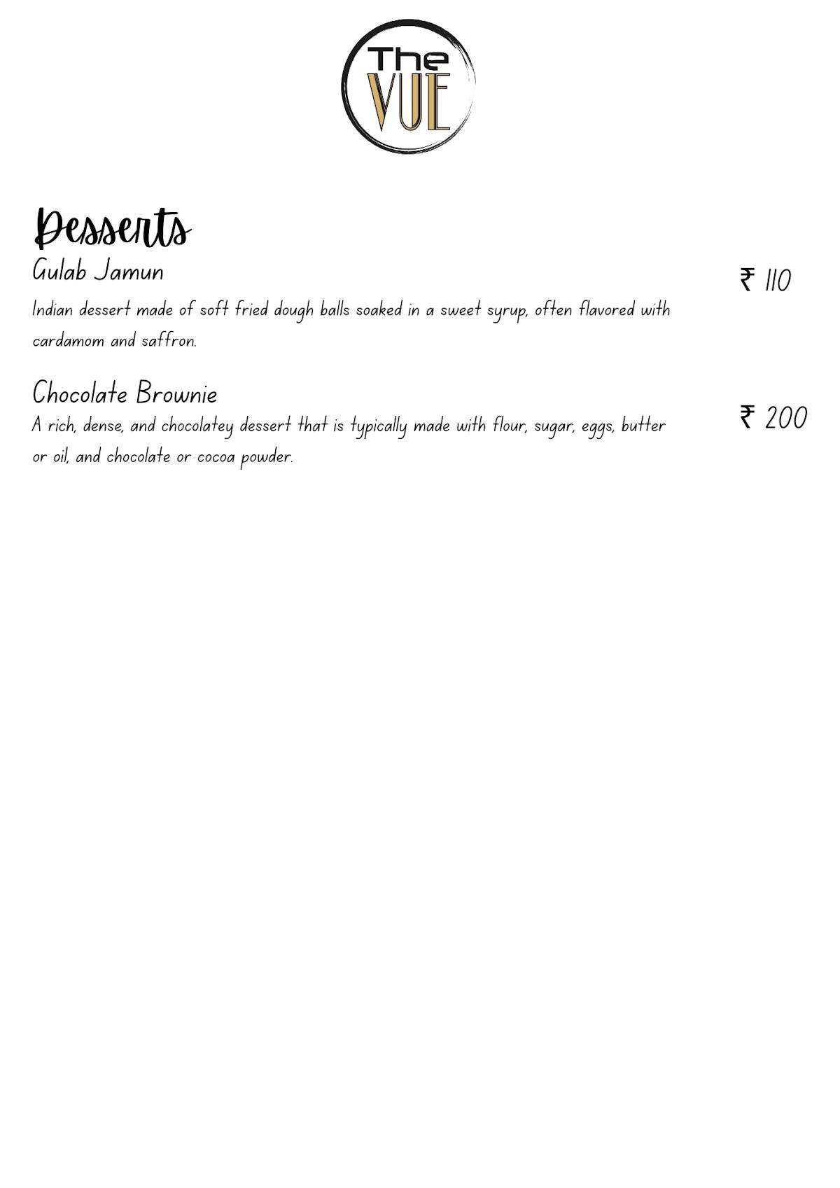 The VUE menu