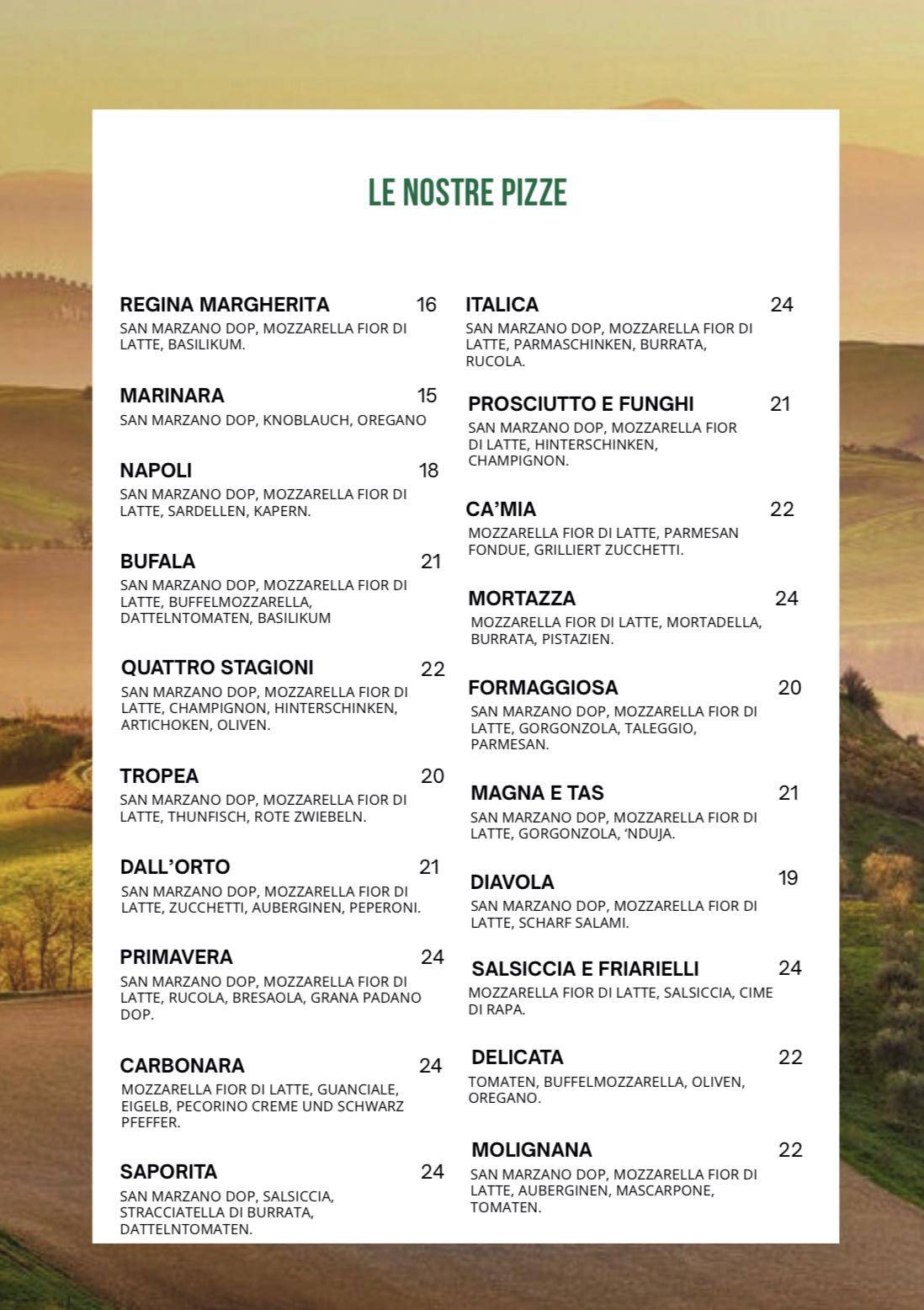Menu di Ca’Mia 