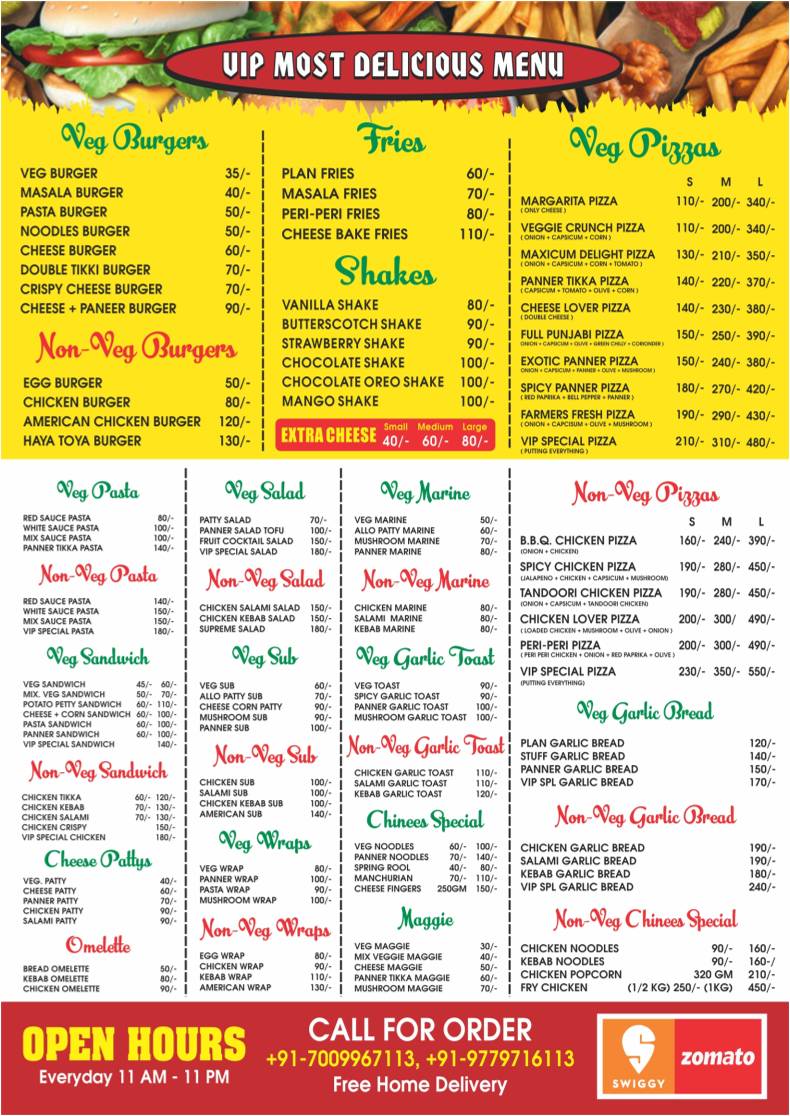 VIP KITCHEN menu