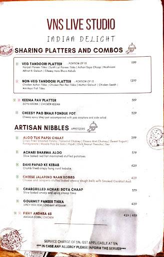 VNS LIVE STUDIO menu