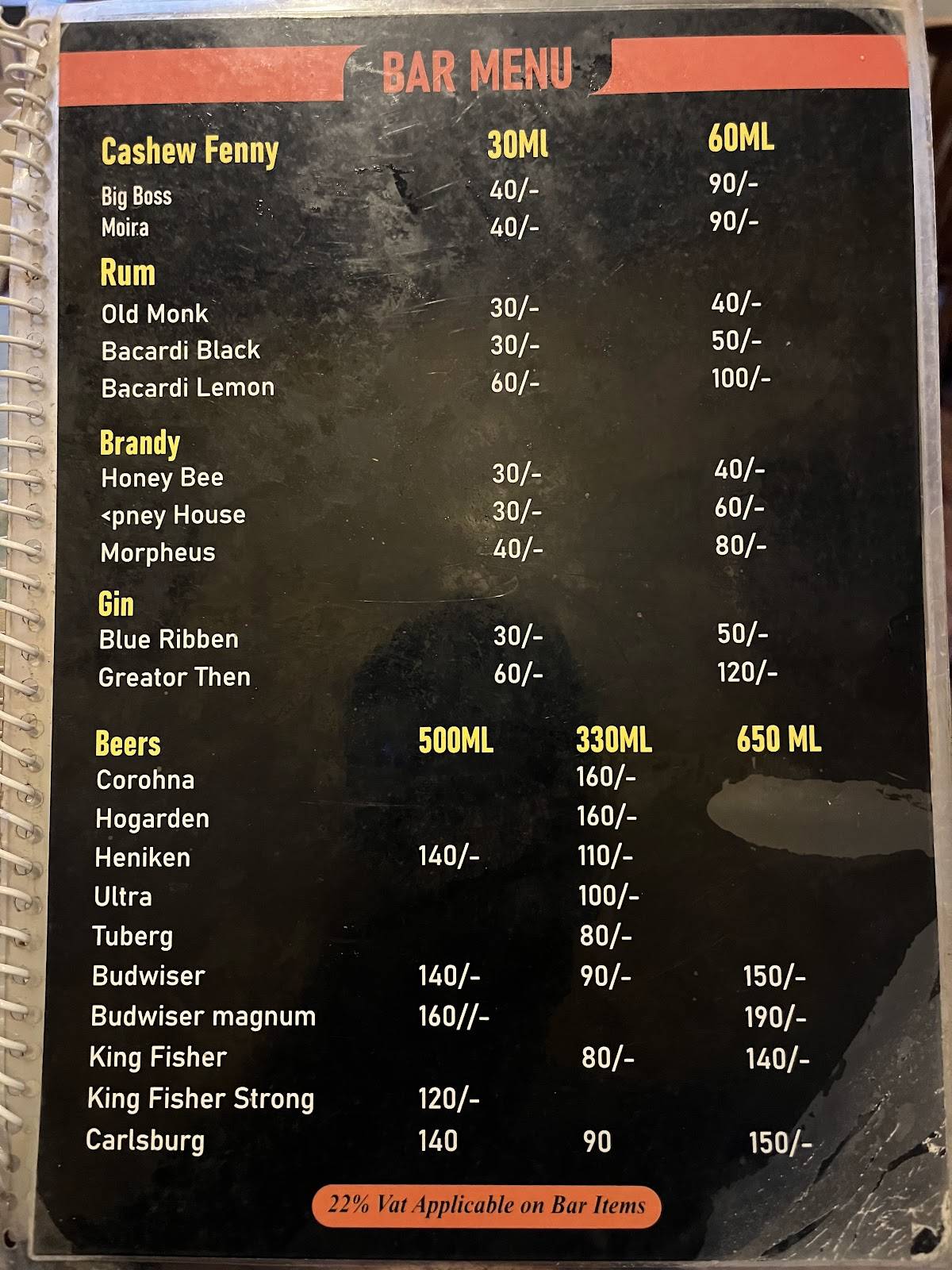 Kuttikar Bar And Restaurant menu