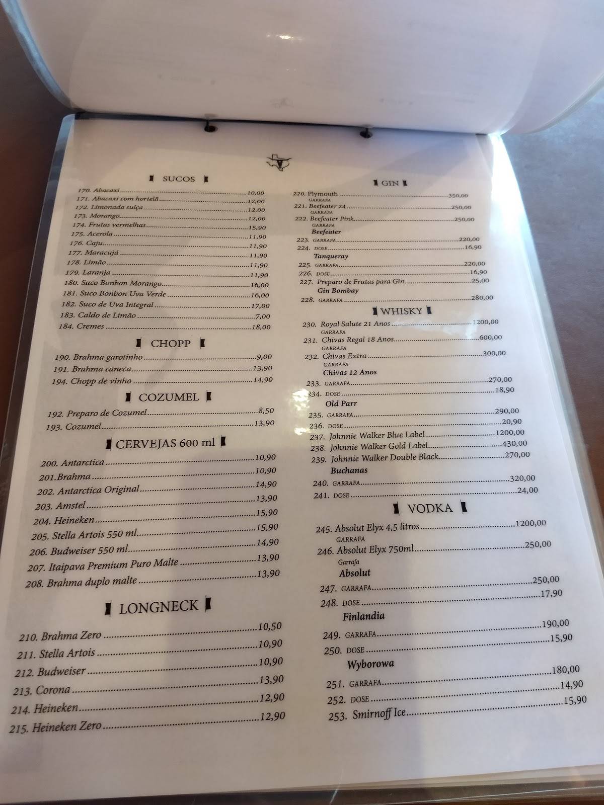 Velho Texas - Steak and Drinks cardápio