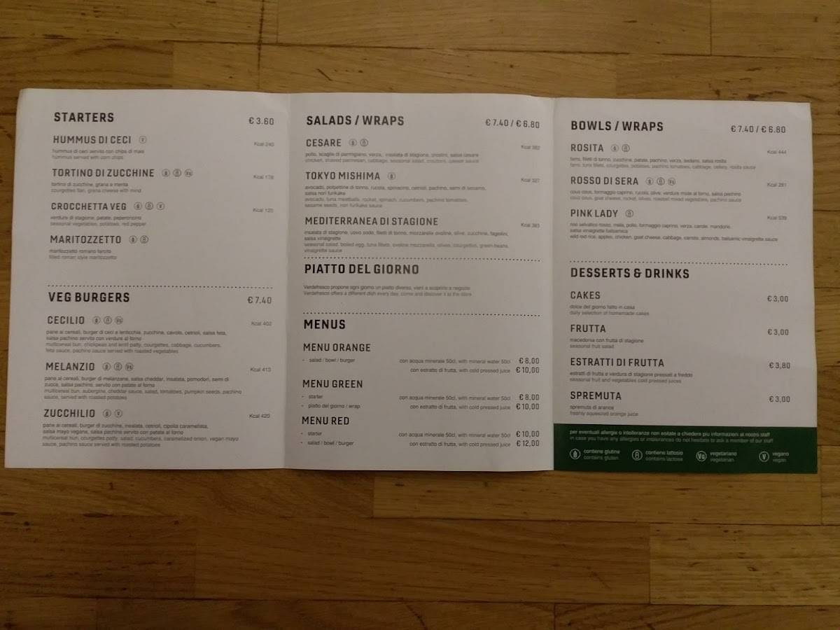 Menu di Verdefresco 