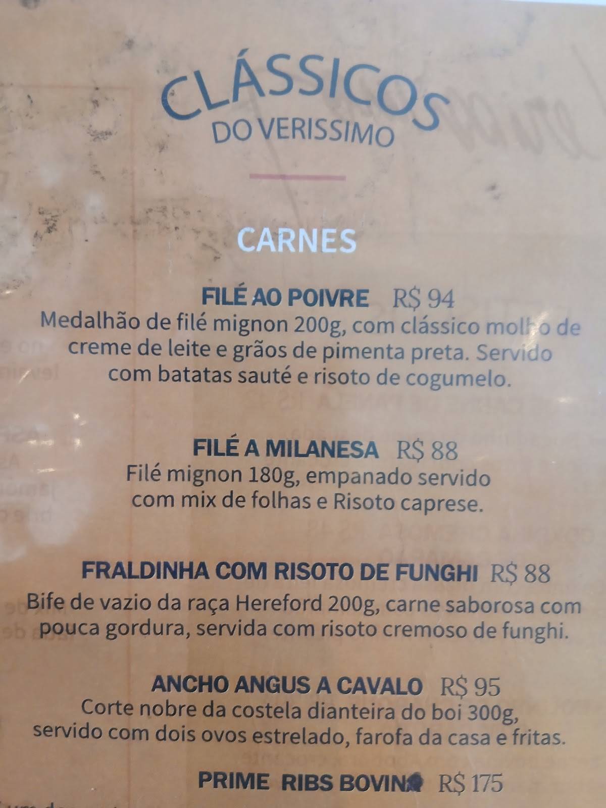 Verissimo - Brooklin cardápio