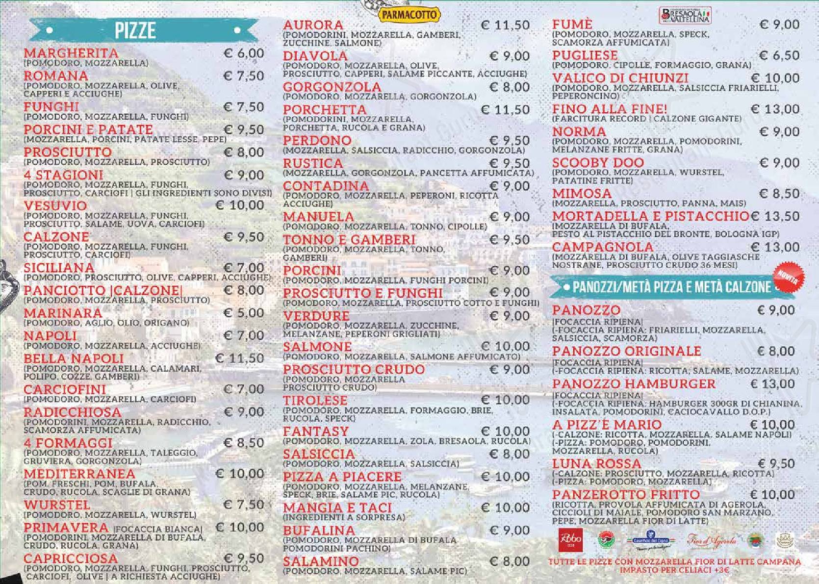 Menu per Pizzeria Vesuvio ristorante