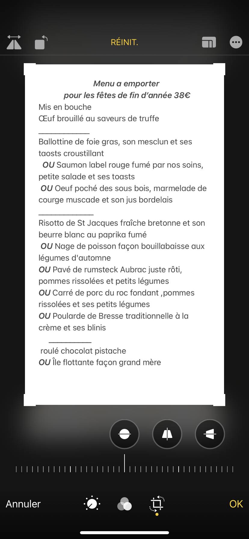 Menu de Restaurant Fa Bio Li