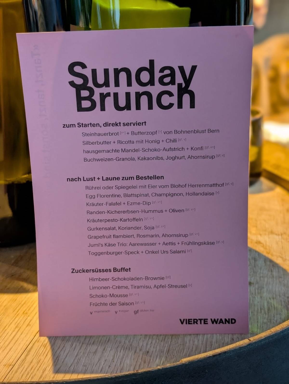 Menu di Vierte Wand 