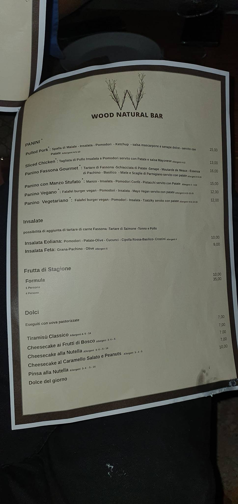 Menu di WOOD Natural Bar 