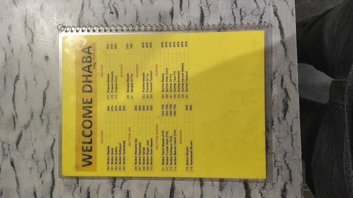 Welcome Dhaba ( Veg. & Non Veg.)- family Dhaba menu