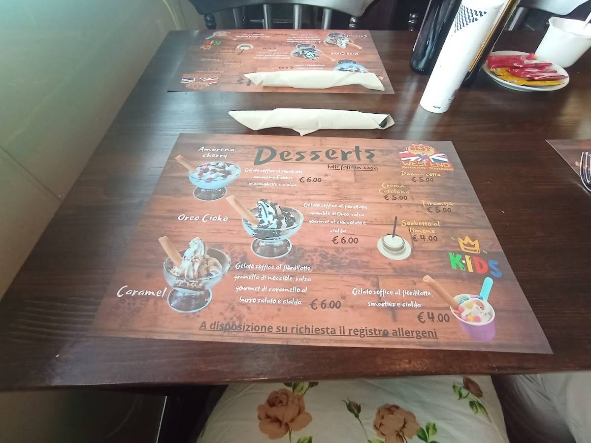 Menu di West End Restaurant  Steakhouse 