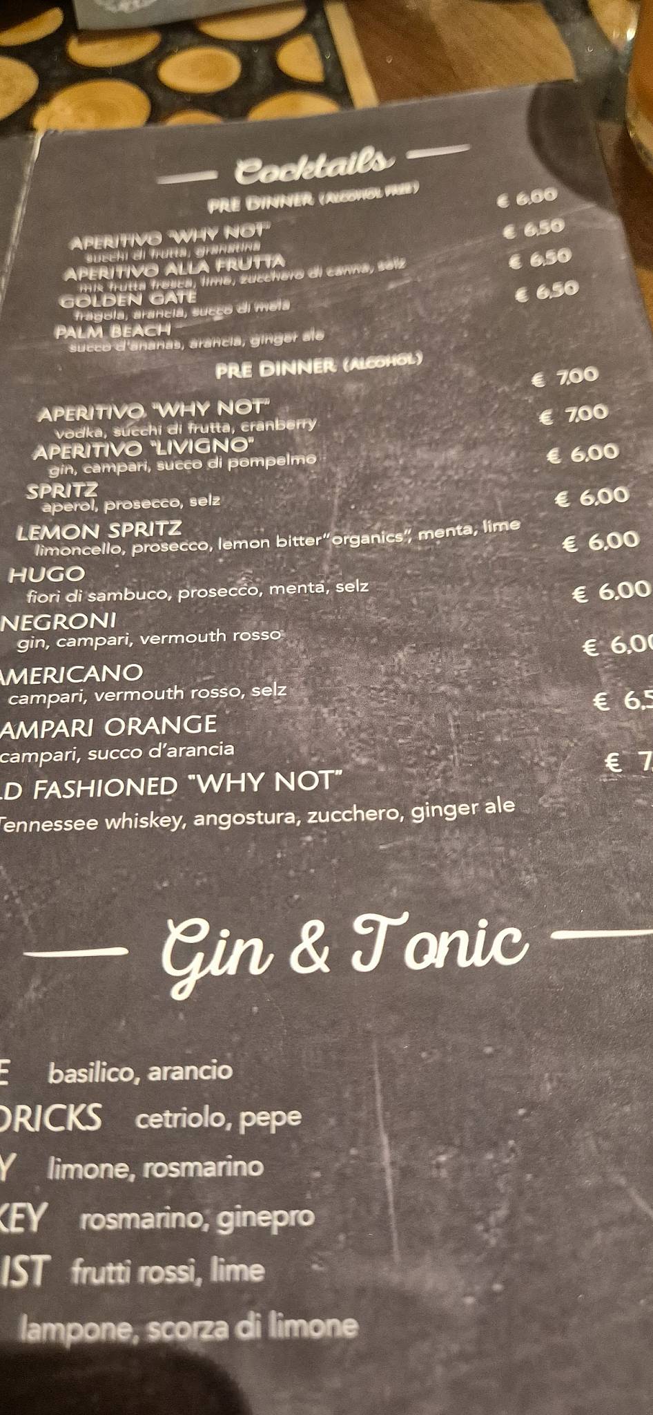 Menu di WhyNot? Livigno 