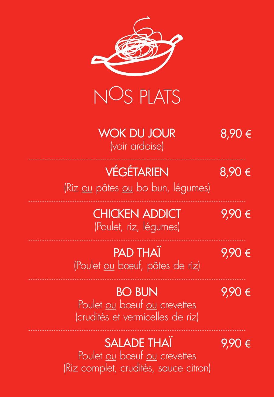 Menu de Wok Addict