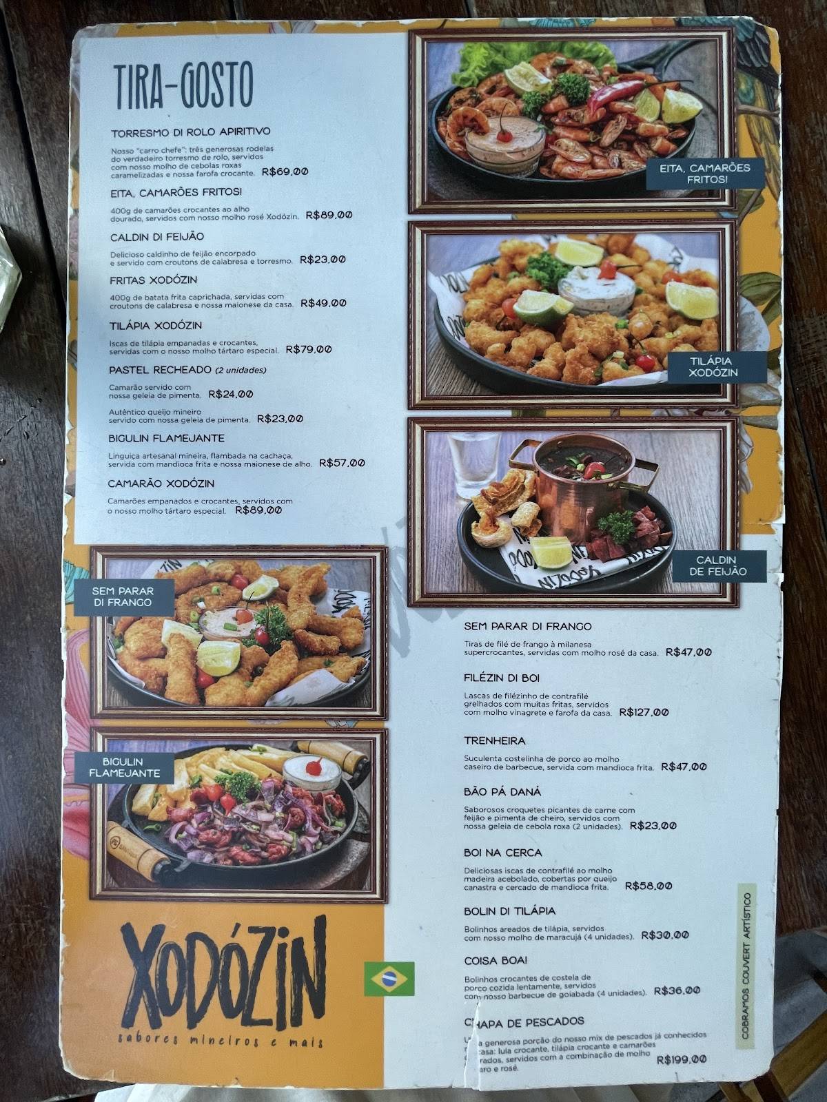 Xodózin cardápio