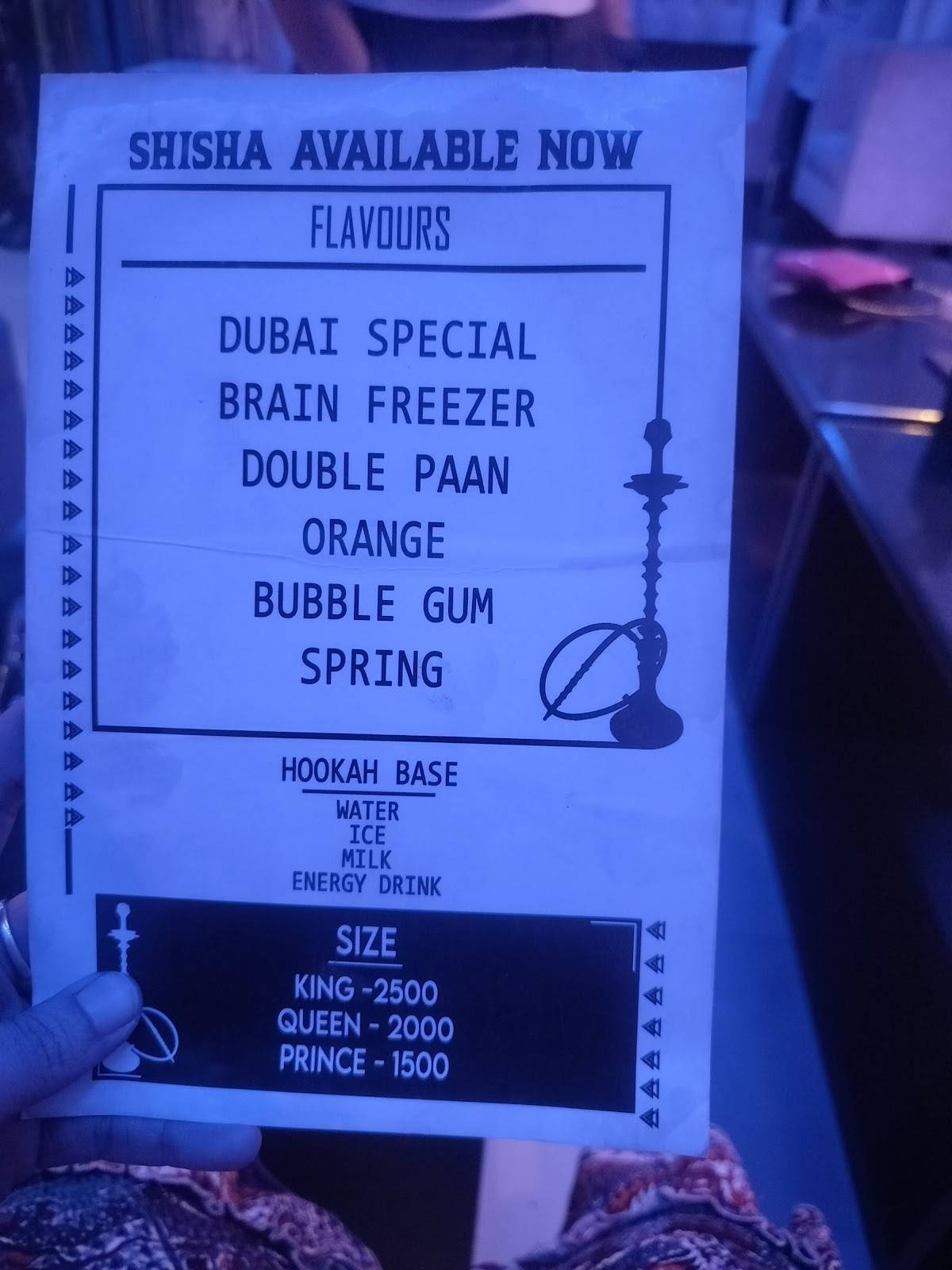 Xs Bar & Lounge menu