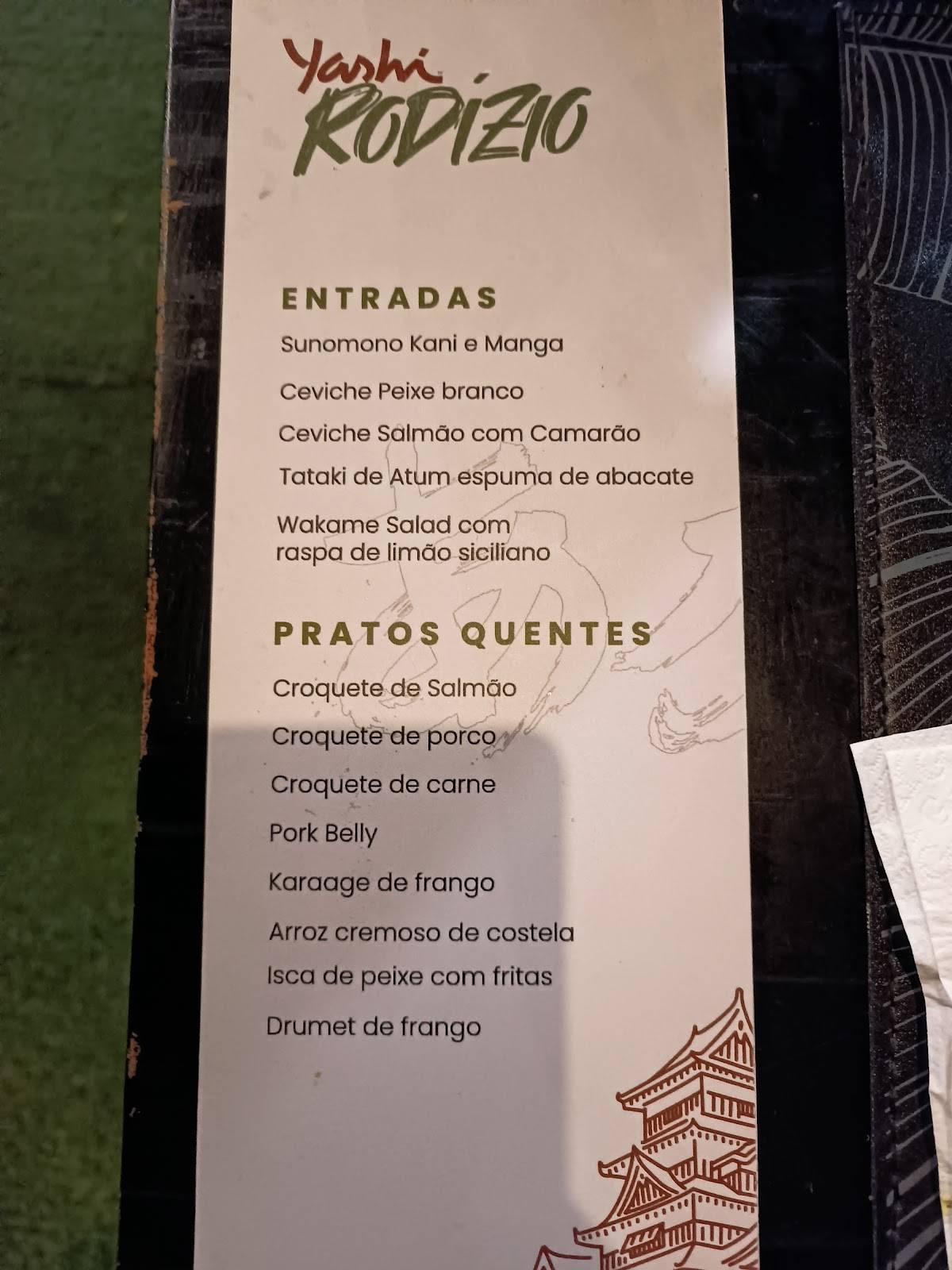 Yashi cardápio