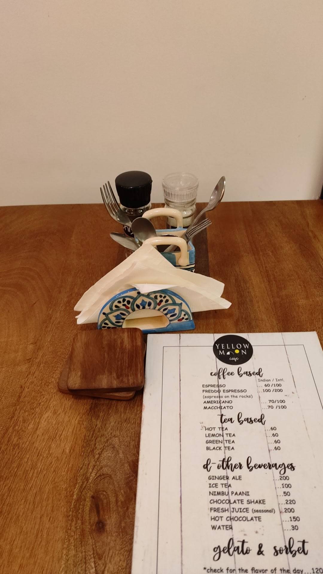 Yellow Moon Cafe menu