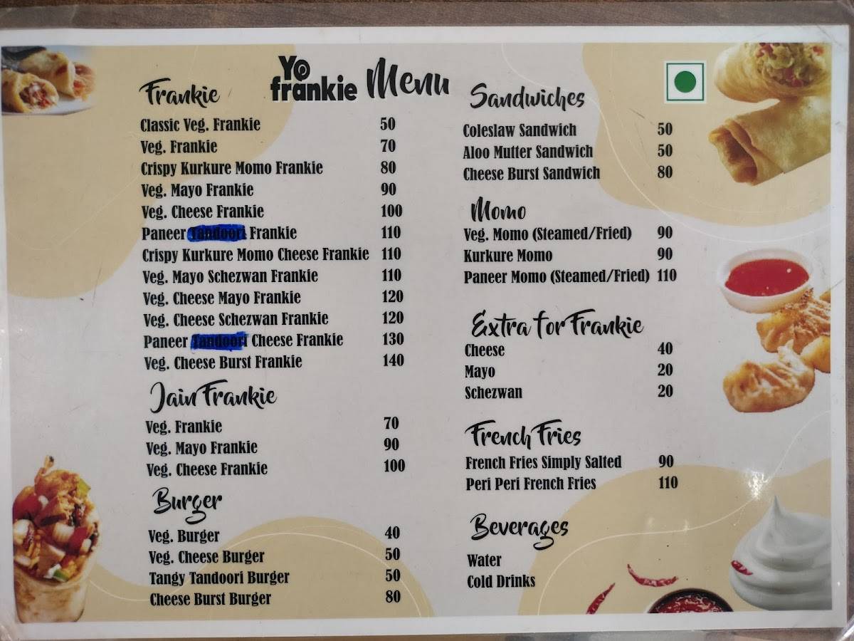 Yo Frankie, V.V.Nagar menu