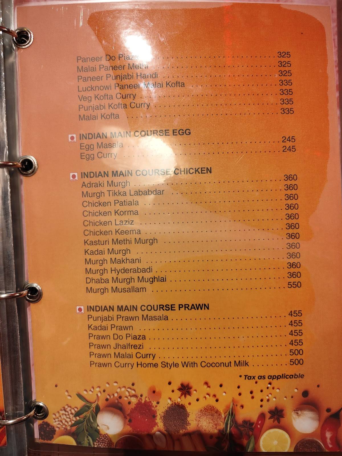 Yum Chinese menu