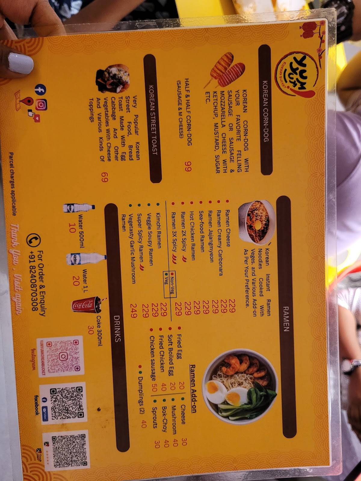 Yum Yum Korean Bucket menu