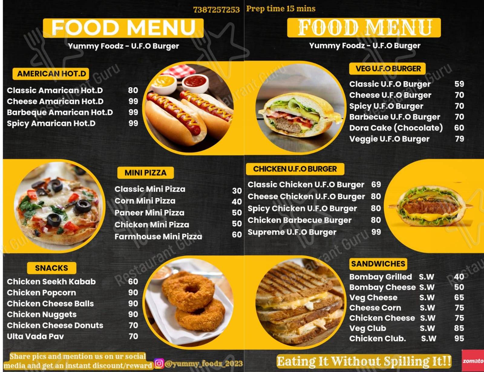 U.F.O Burger INDIA menu