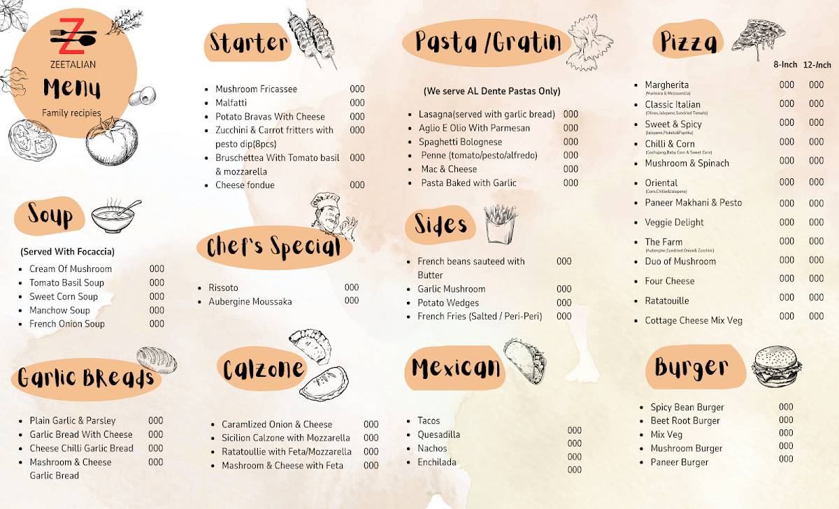 ZEETALIAN menu