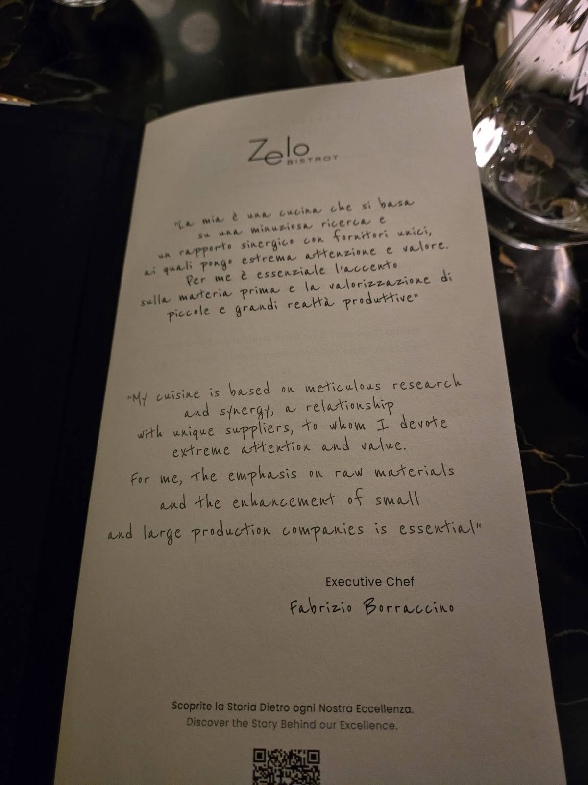 Menu di ZELO 