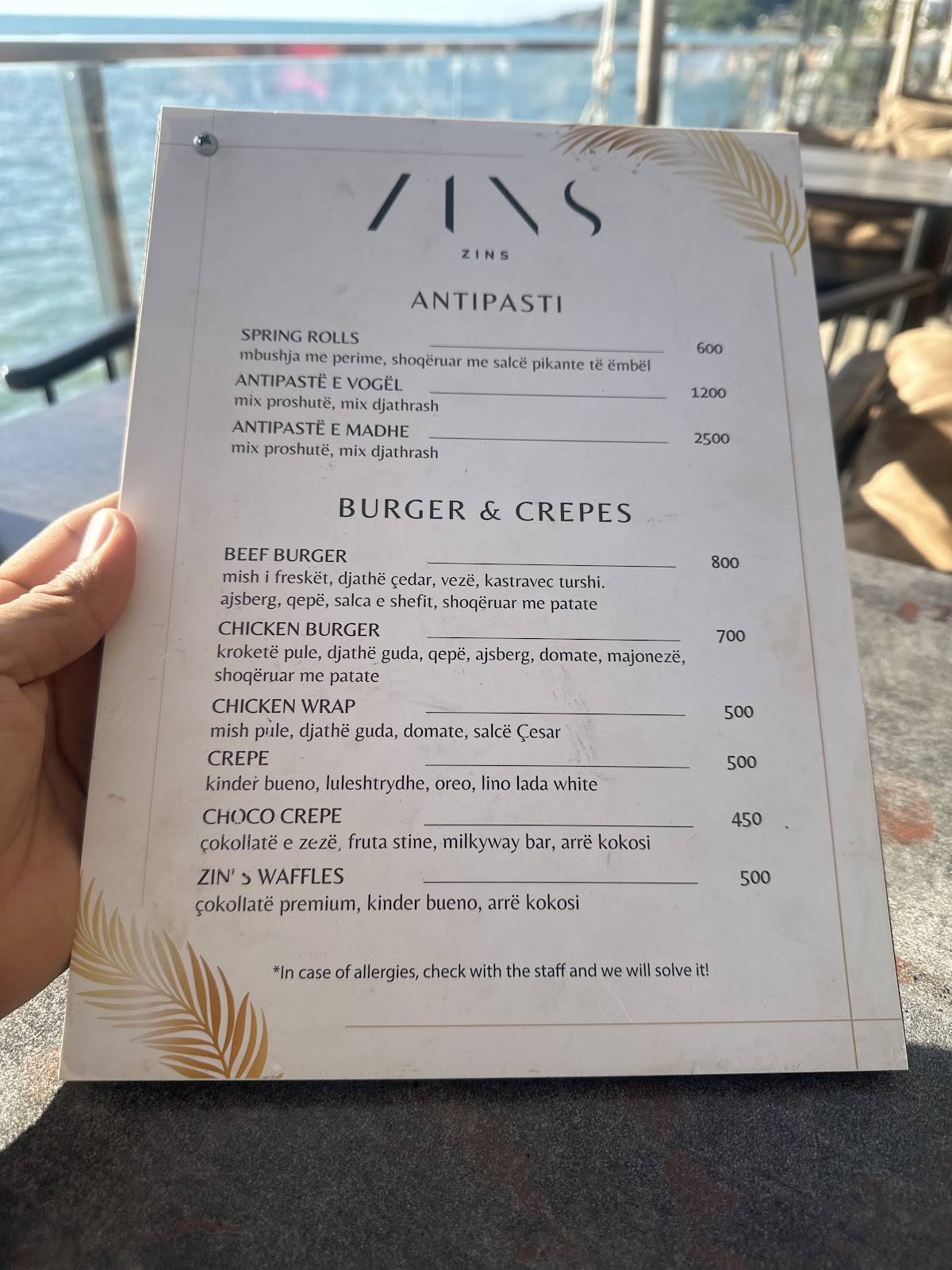 Menu de ZINS