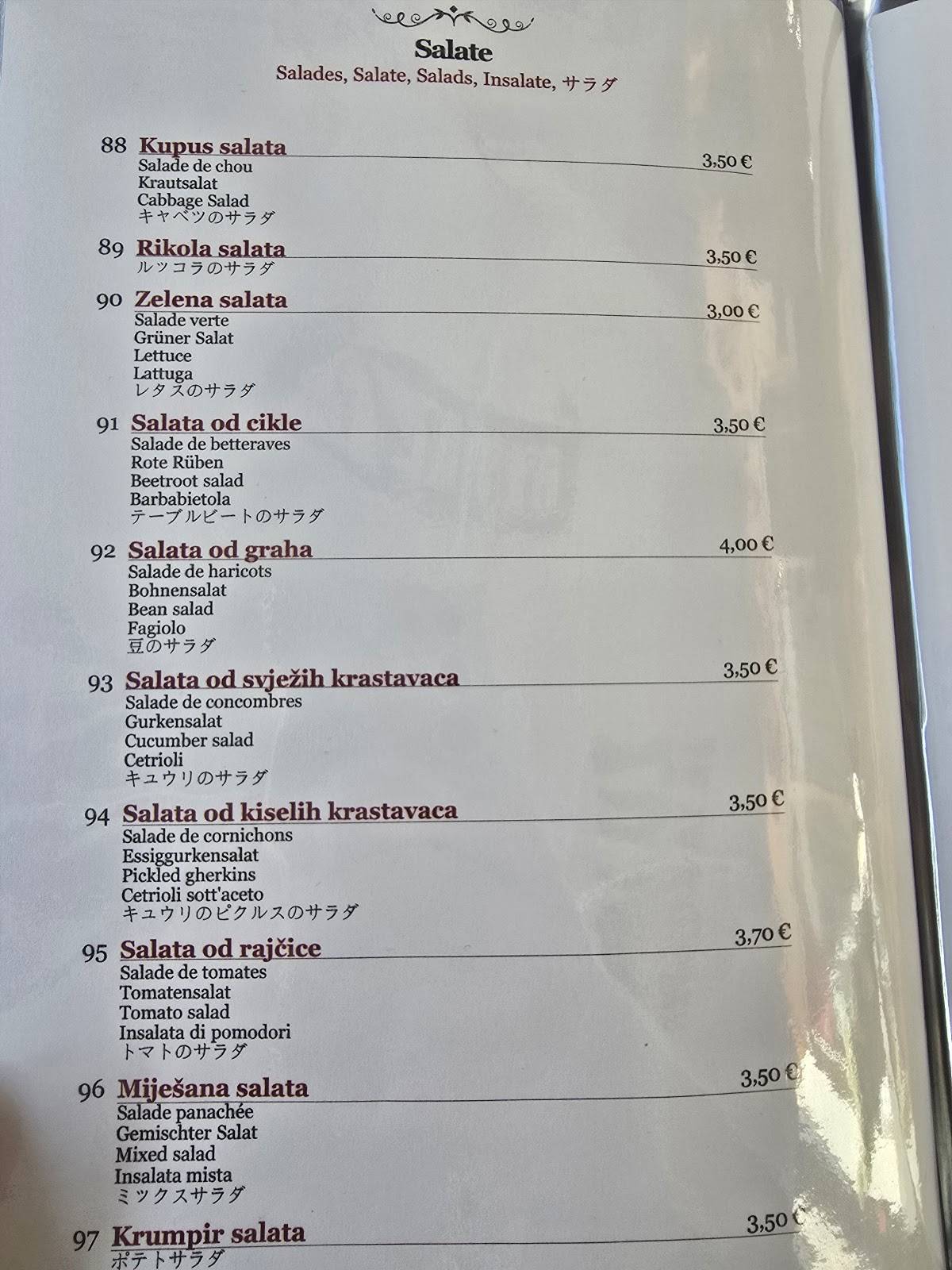 Menu di GOSTIONICA RESTORAN PURGER 