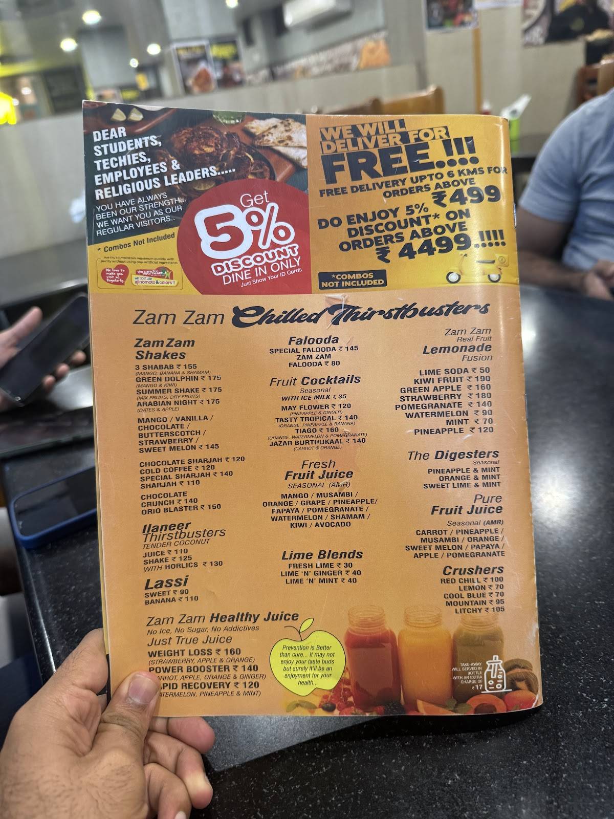 Zam Zam Restaurant menu