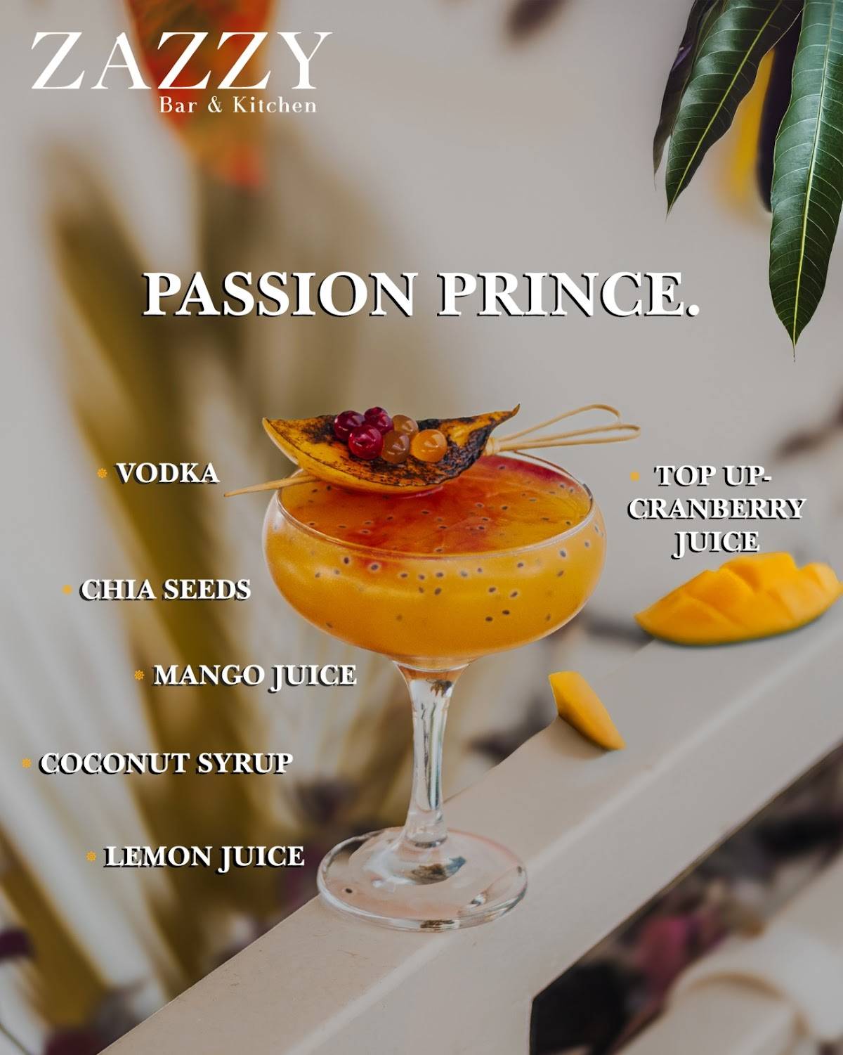 Zazzy Bar & Kitchen menu