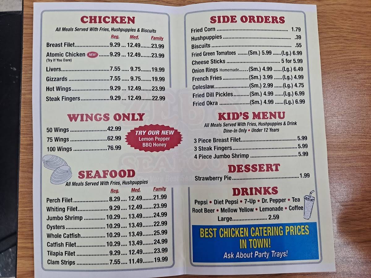 Menu at Zeb's Seafood & Chicken restaurant, Columbus, Warm Springs Rd ...