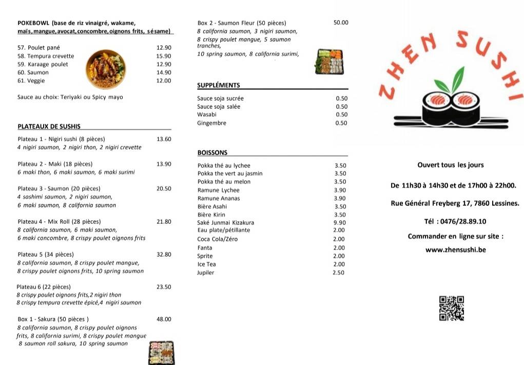 Menu de Zhen Sushi