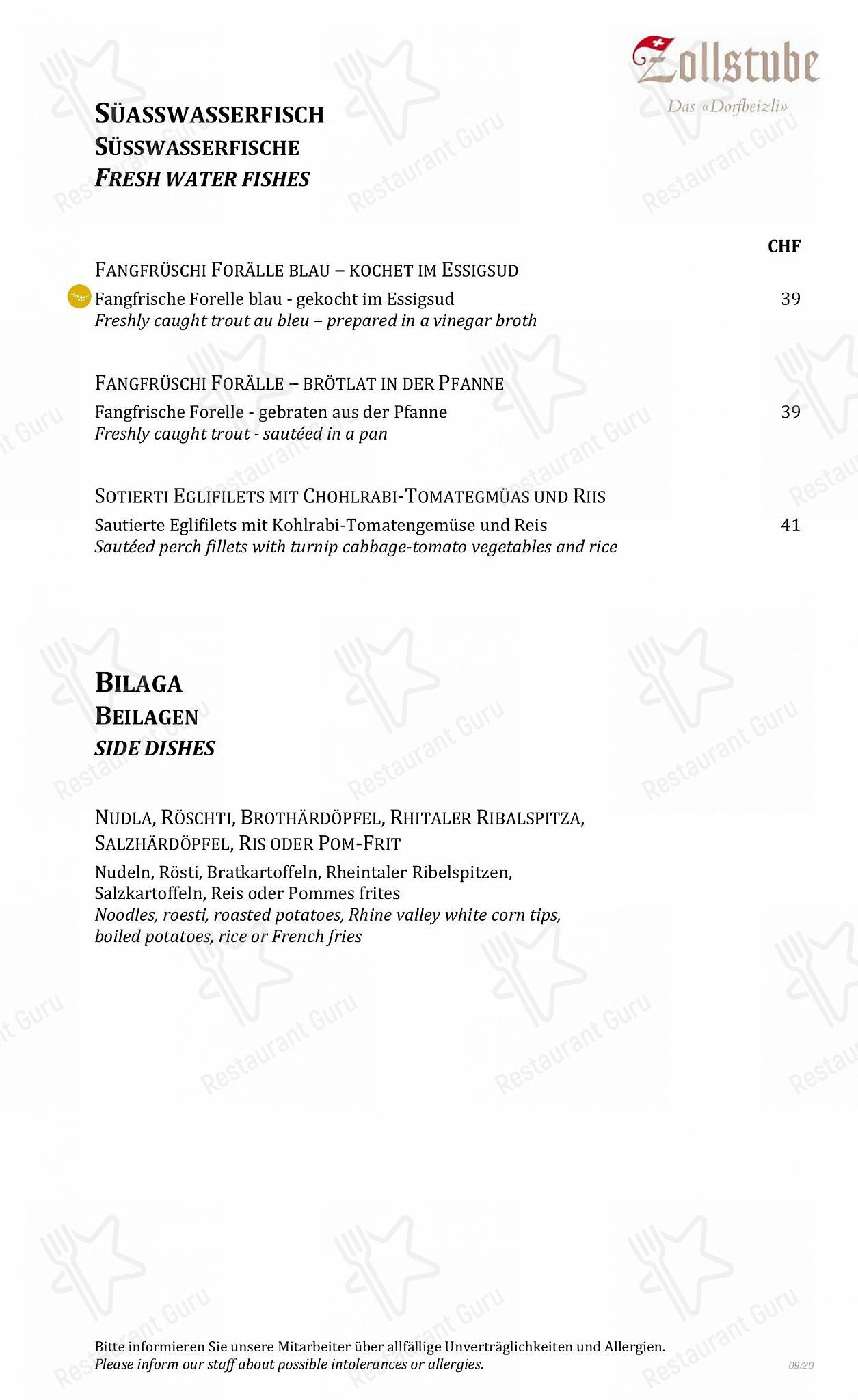 Wine Menu per Zollstube ristorante