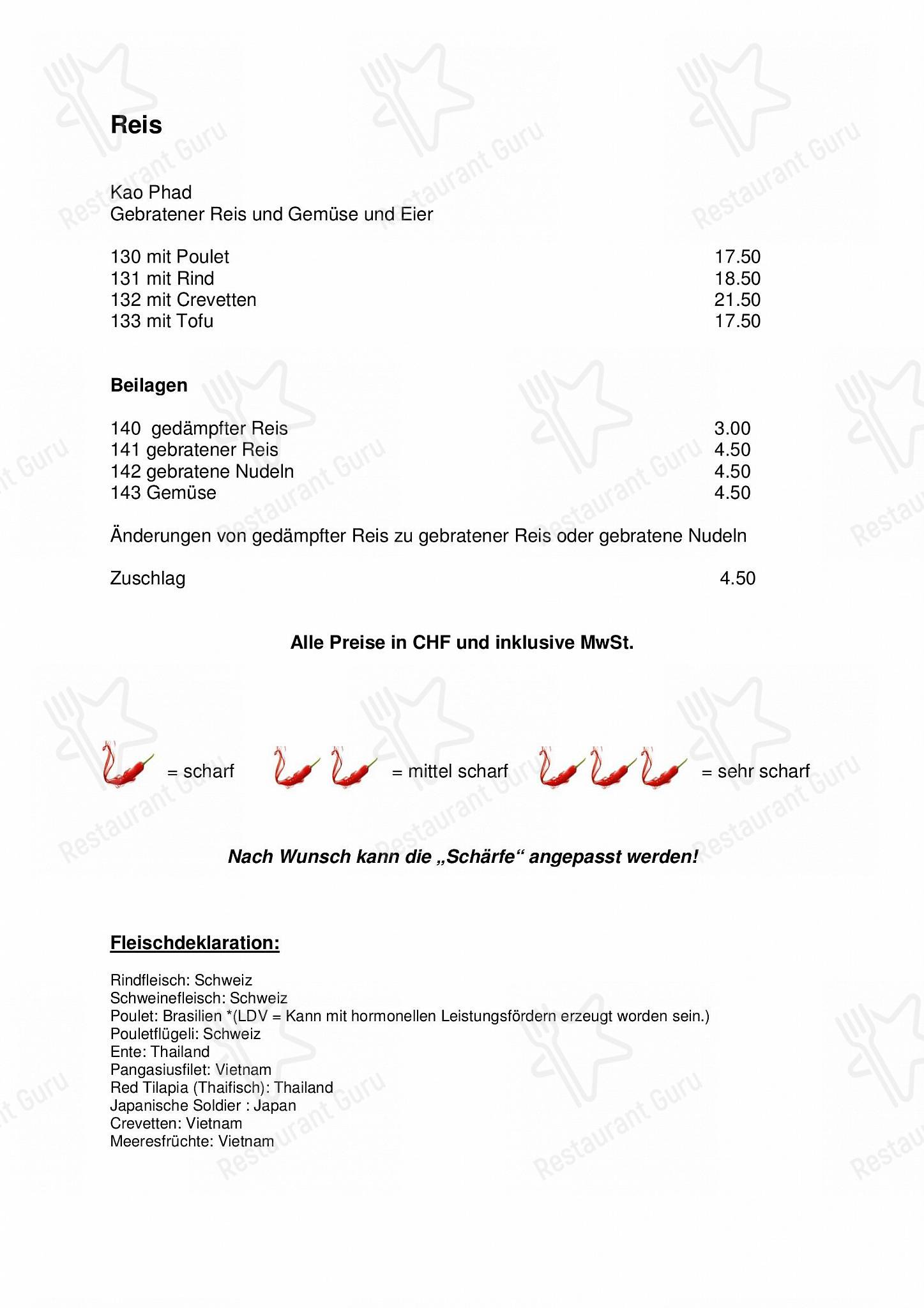 菜单 per Zum Siam in Horgen