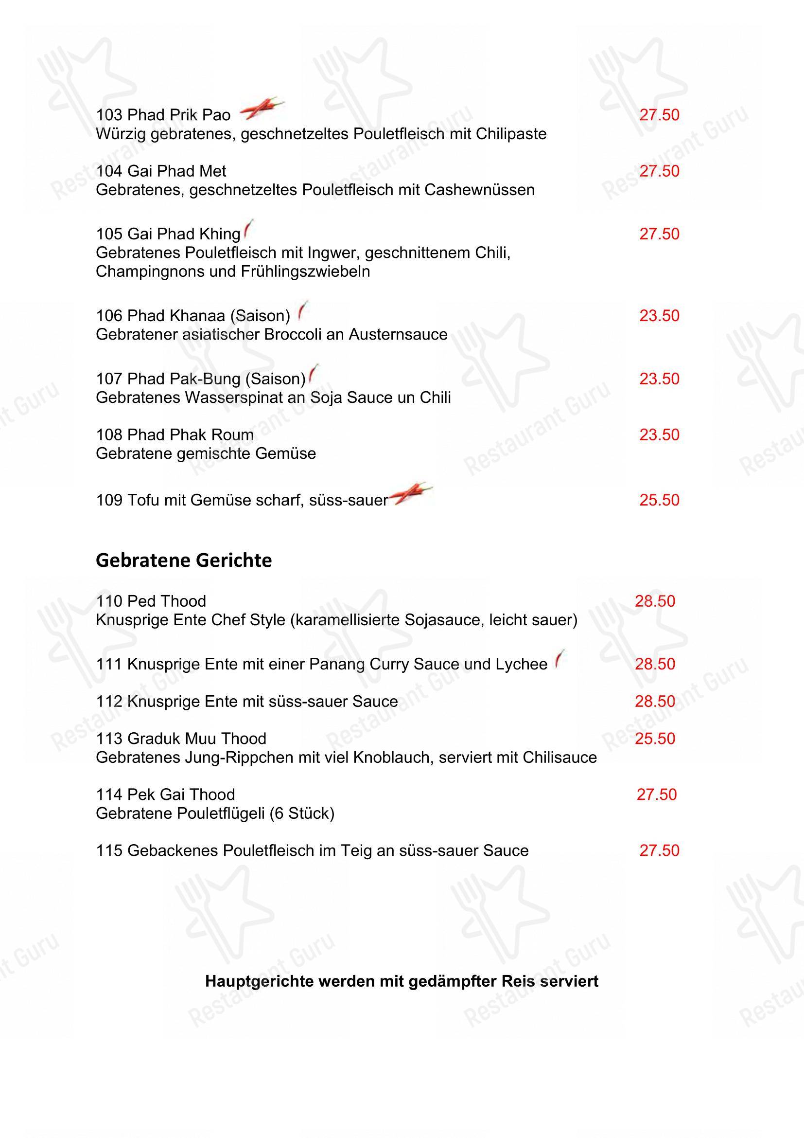 Menu per Zum Siam in Horgen