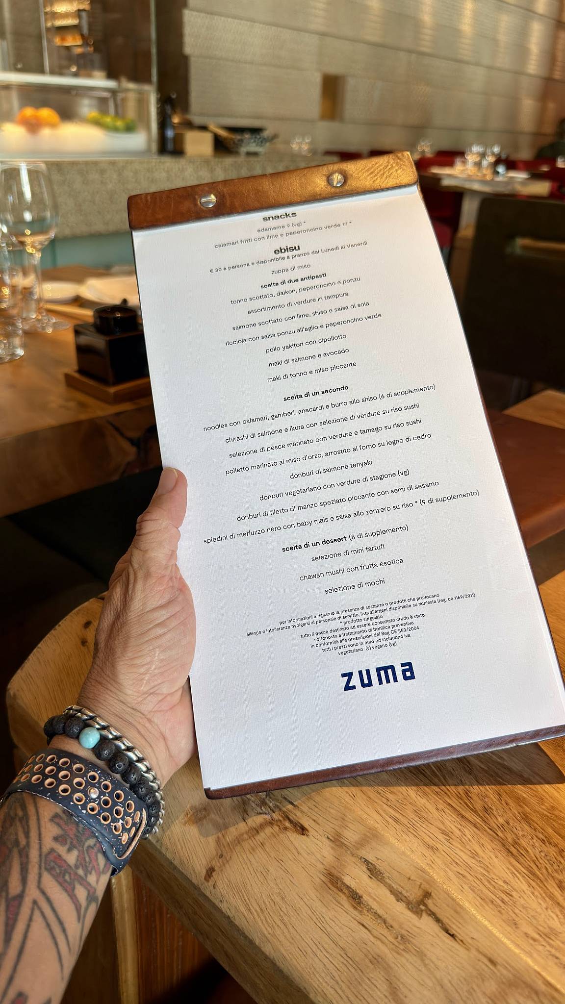 Menu di Zuma 