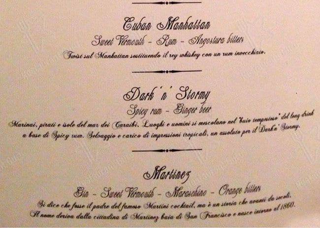 Menu di Bar Black Market 